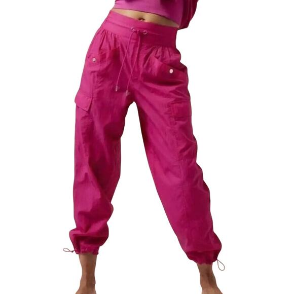 Athleta x Alicia Keys 18 NEW Keys High Waist Utility Pants Jogger Rasberry Pink - Picture 1 of 11